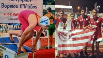 Η Ελένη Ποδοαρά αριστερά και ο Σταμάτης Λαγκώνας πρώτος από αριστερά στη δεξιά φωτογραφία