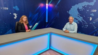 Η Βαγγελίτσα Αμέντα με τον υποψήφιο δήμαρχο Οινουσσών, Γιώργο Δανιήλ