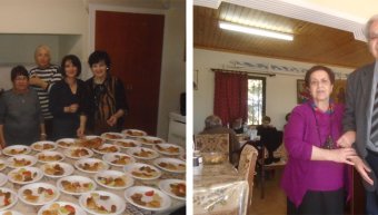 Αριστερά οι κυρίες της υποδοχής και δεξιά η Γεωργία Διαμαντή με τον Αντώνη Κλαδιά, που ήταν ο τυχερός της κοσκινωτής Αριστερά οι κυρίες της υποδοχής και δεξιά η Γεωργία Διαμαντή με τον Αντώνη Κλαδιά, που ήταν ο τυχερός της κοσκινωτής