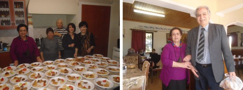 Αριστερά οι κυρίες της υποδοχής και δεξιά η Γεωργία Διαμαντή με τον Αντώνη Κλαδιά, που ήταν ο τυχερός της κοσκινωτής