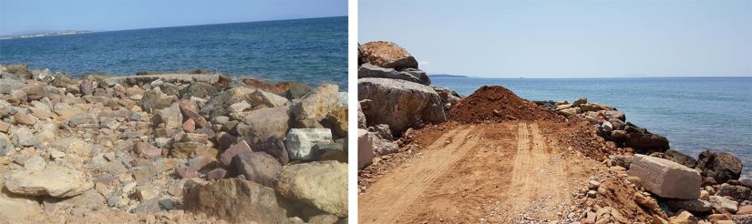 Οι κοτρώνες που κλείνουν το διάβα το χειμώνα και η δίοδος που άνοιγε ο Δήμος το καλοκαίρι Οι κοτρώνες που κλείνουν το διάβα το χειμώνα και η δίοδος που άνοιγε ο Δήμος το καλοκαίρι