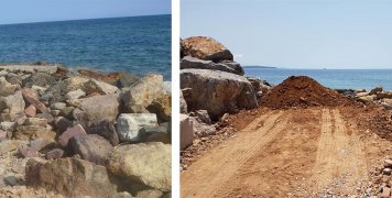 Οι κοτρώνες που κλείνουν το διάβα το χειμώνα και η δίοδος που άνοιγε ο Δήμος το καλοκαίρι Οι κοτρώνες που κλείνουν το διάβα το χειμώνα και η δίοδος που άνοιγε ο Δήμος το καλοκαίρι