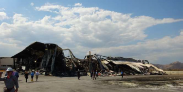 Στιγμιότυπο από την εκδήλωση της πυρκαγιάς, πέρυσι, στις εγκαταστάσεις της ΕΑΣ Αργολίδας - ΡΕΑ.