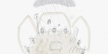 Σκίτσο της εγκατάστασης στην εκδήλωση "Χρόνος" Σκίτσο της εγκατάστασης στην εκδήλωση "Χρόνος"